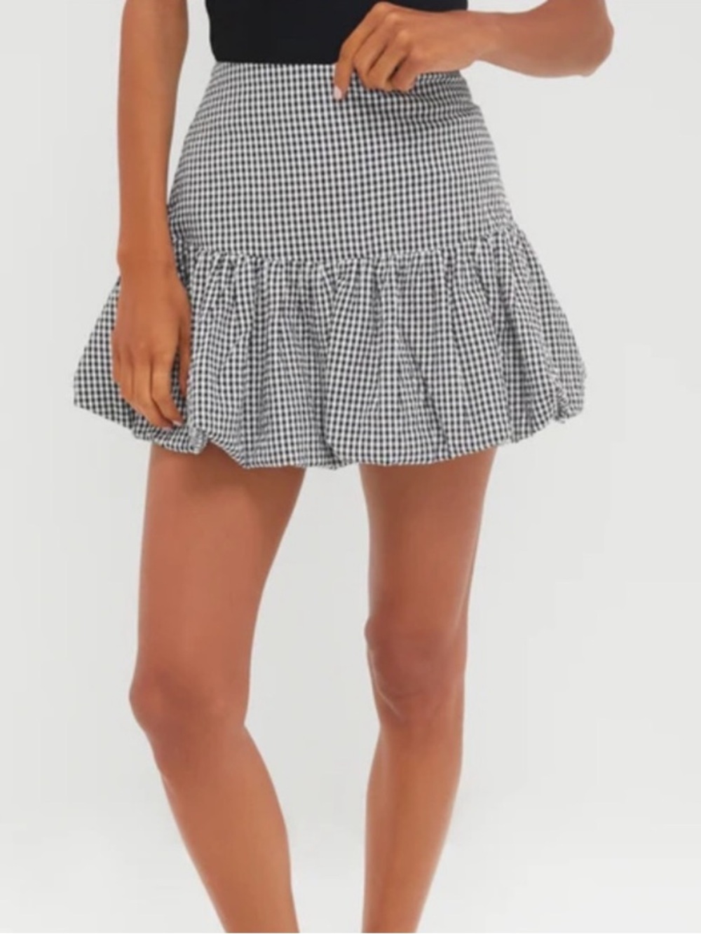 Tuckernuck Black Gingham Seersucker Ines Bubble Skirt size 10 NWT